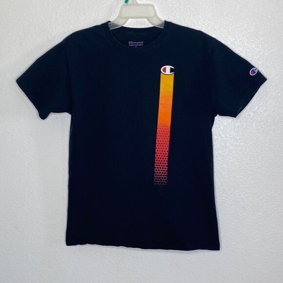 CHAMPIOMen’s Black T Shirt with Front and Back Print Size M - Picture 1 of 3